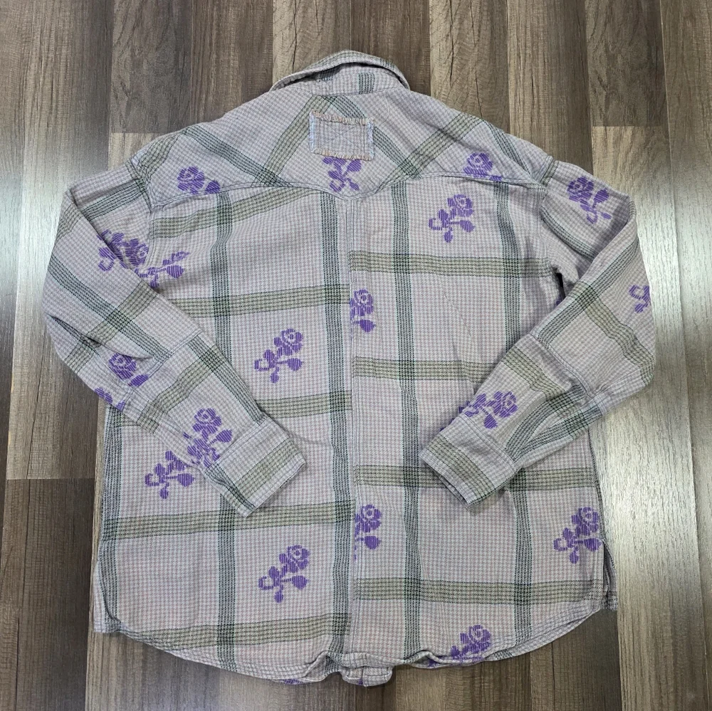 Free People We The Free Visby 100% Cotton Plaid Flannel Top w/Flap Pockets. S - Picture 4 of 8